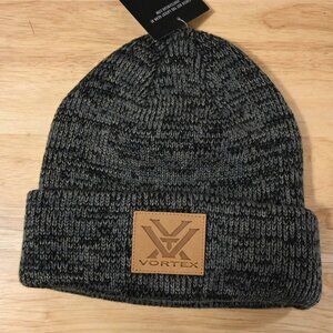 Northern Pass Vortex Knit Beanie with Leather Patch (Grey)